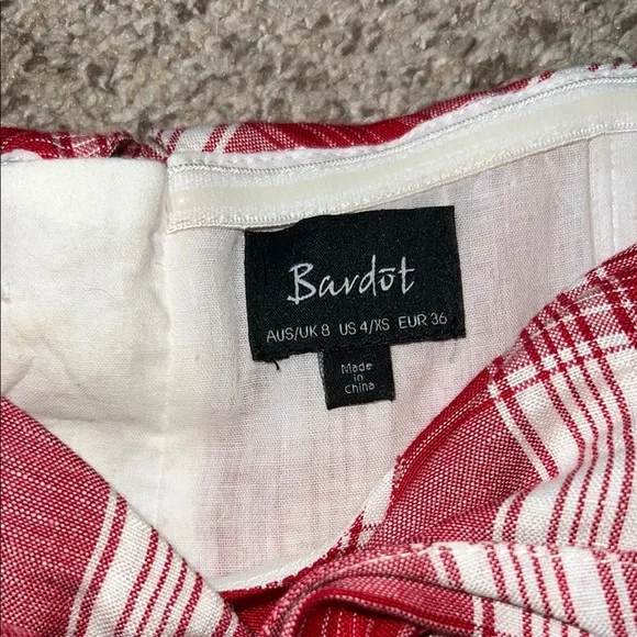 Bardot Red Plaid Off-Shoulder Women's Top - Picture 5 of 6